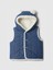 Bebek Mavi Denim Cozy Sherpa Bear Yelek 1