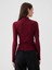 Kadın Bordo Modern Fitilli Crop Balıkçı Yaka T-Shirt 5