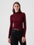 Kadın Bordo Modern Fitilli Crop Balıkçı Yaka T-Shirt 1