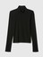 Kadın Siyah Modern Fitilli Crop Balıkçı Yaka T-Shirt 2