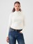 Kadın Kırık Beyaz Modern Fitilli Crop Balıkçı Yaka T-Shirt 1