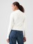 Kadın Kırık Beyaz Modern Fitilli Crop Balıkçı Yaka T-Shirt 5