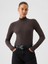 Kadın Kahverengi Modern Fitilli Crop Balıkçı Yaka T-Shirt 1