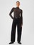 Kadın Kahverengi Modern Fitilli Crop Balıkçı Yaka T-Shirt 4