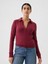 Kadın Bordo Modern Crop Polo Yaka T-Shirt 1