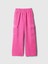 Kız Çocuk Pembe Wide-Leg Kadife Pull-On Kargo Pantolon 3