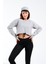 724501_SIGNATURE Style Kadın Kordon Bağlamalı Yuvarlak Yaka Crop Sweatshirt Gri Melanj 3