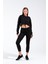 724501_SIGNATURE Style Kadın Kordon Bağlamalı Yuvarlak Yaka Crop Sweatshirt Siyah 3