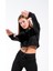 724501_SIGNATURE Style Kadın Kordon Bağlamalı Yuvarlak Yaka Crop Sweatshirt Siyah 5