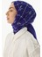 Berry Rose Desen Saks Mavi Pamuklu Şal 4