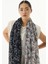 Zeyn Zeytin Yaprak’ı Desenli Siyah-Gri Pamuklu Şal 3