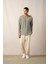 R-5842 Kapüşonlu Kanguru Cep Çizgili Örme Sweatshirt 1