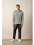 R-5842 Kapüşonlu Kanguru Cep Çizgili Örme Sweatshirt 1