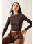 Kahverengi Zincir Detaylı Kaşkorse Crop Bluz 5KXK2-49010-18 2