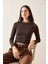 Kahverengi Zincir Detaylı Kaşkorse Crop Bluz 5KXK2-49010-18 4