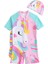 Unicorn Seker Pembe Mint Kollu Pembe UPF50+ Kısa Kollu Şapkalı Kız Çocuk Mayo Set 1
