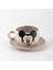 Mickey Mouse Çay Fincanı Gri Seramik El Yapımı 1