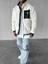 Erkek Oversize Peluş Mont Sweatshirt Ceket Beyaz 2