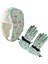 Sugeçirmez Kız Çocuk Bere Eldiven Set Mint Pembe Flamingo Desenli Kayak Snowboard 4-8 Yaş 1
