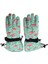 Sugeçirmez Kız Çocuk Bere Eldiven Set Mint Pembe Flamingo Desenli Kayak Snowboard 4-8 Yaş 4