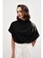 Tek Omuz Aksesuarlı Salaş Bluz - Siyah 1