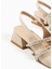 Duxal Kadın Taşlı Bej Babet Topuklu Ayakkabı El Yapımı 37 Numara Şık 3