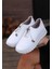 Beyaz Renk Cilt Deri Kolay Bağcık Anahtarlı Kadın Spor Ayakkabı Rmy 1