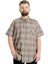 Büyük Beden Erkek Gömlek Ekose Kısa Kollu 23301 Kahverengi 1
