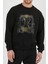 Çekiç ve Gök Gürültüsü Baskılı Siyah Kadın Erkek Pamuklu Sweatshirt CU191 2