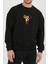 Black Mamba 8 Baskılı Siyah Kadın Erkek Pamuklu Sweatshirt CU196 2