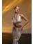 Metalik Krem Cut Out Detaylı Maxi Elbise 4