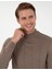 Erkek Vizon Melanj Slim Fit Yarım Balıkçı Yaka Triko Kazak 50300460-VR174 2