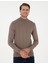 Erkek Vizon Melanj Slim Fit Yarım Balıkçı Yaka Triko Kazak 50300460-VR174 3