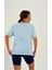 Kadın Bebe Mavisi Baskısız Basıc Pamuklu Oversize T-Shirt 4