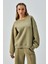 Kadın Küf Yeşili 3 Iplik Penye Şardonlu Oversize Sweatshirt 28050 3