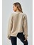 Kadın Bej Oys Modal Kumaş Tokalı Tasarım Sweatshirt 28034 5