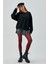 Kadın Siyah 3 Iplik Penye Şardonlu Oversize Sweatshirt 28050 1
