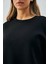 Kadın Siyah 3 Iplik Penye Şardonlu Oversize Sweatshirt 28050 3