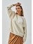 Kadın Ekru 3 Iplik Penye Şardonlu Oversize Sweatshirt 28050 2