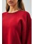 Kadın Bordo 3 Iplik Penye Şardonlu Oversize Sweatshirt 28050 2