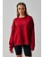 Kadın Bordo 3 Iplik Penye Şardonlu Oversize Sweatshirt 28050 3