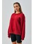 Kadın Bordo 3 Iplik Penye Şardonlu Oversize Sweatshirt 28050 4