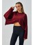 Kadın Bordo Oys Modal Kumaş Asimetrik Kesim Sweatshirt 28028 1