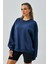 Kadın Indigo 3 Iplik Penye Şardonlu Oversize Sweatshirt 28050 1