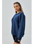 Kadın Indigo 3 Iplik Penye Şardonlu Oversize Sweatshirt 28050 2