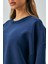 Kadın Indigo 3 Iplik Penye Şardonlu Oversize Sweatshirt 28050 4