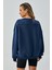 Kadın Indigo 3 Iplik Penye Şardonlu Oversize Sweatshirt 28050 5