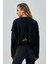 Kadın Siyah Oys Modal Kumaş Asimetrik Kesim Sweatshirt 28028 4