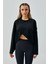 Kadın Siyah Oys Modal Kumaş Asimetrik Kesim Sweatshirt 28028 5