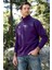 Oversize Yarım Farmuarlı Yakalı Basic Sweatshirt - Mor 2